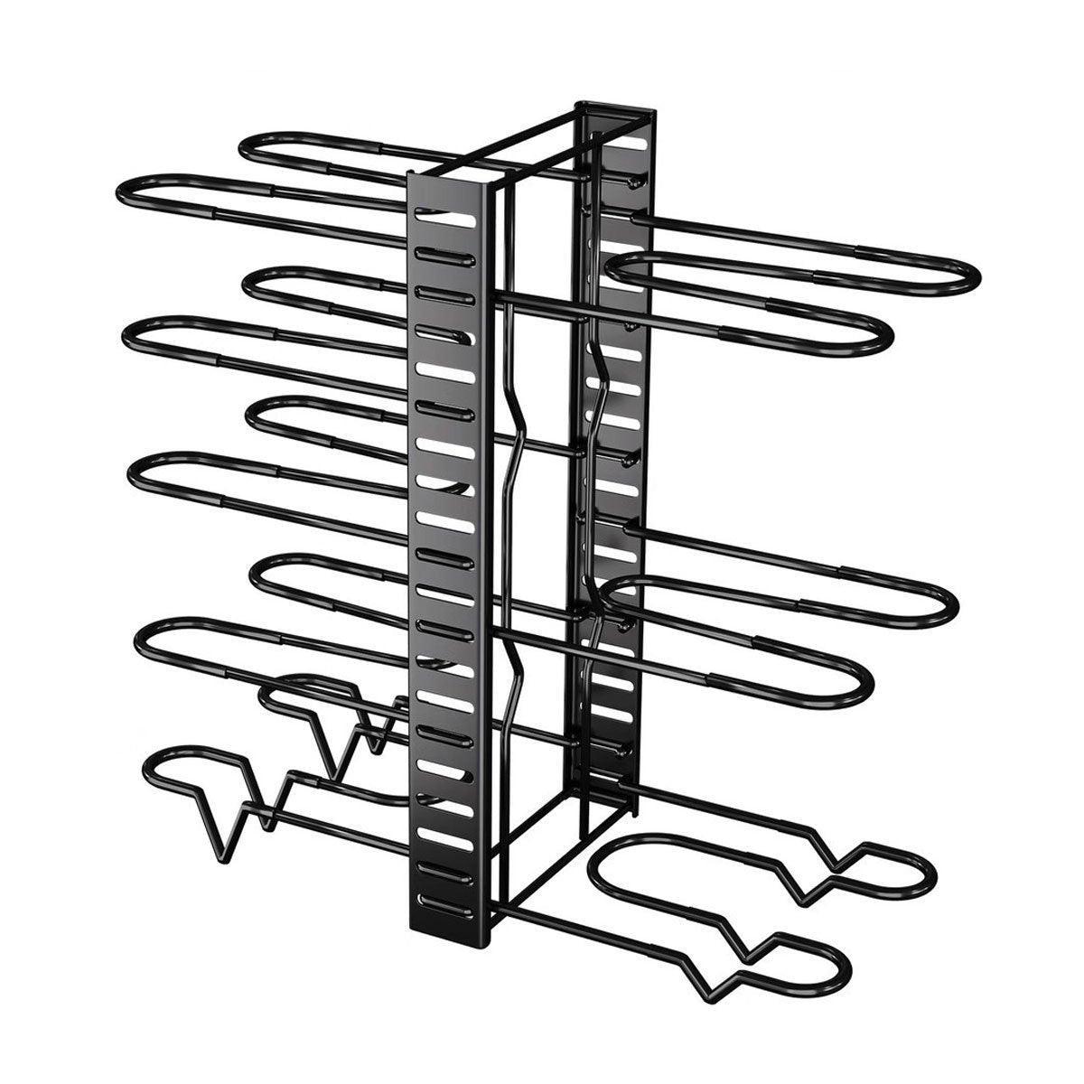 Adjustable Multi Layer Pot Lid Rack Vertical Storage Organizer Countertop Holder V528-WOK-STAND-8-BLACK-736115