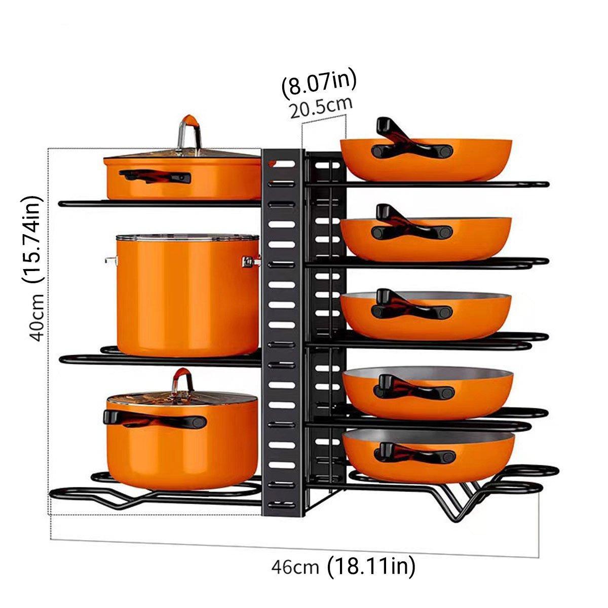 Adjustable Multi Layer Pot Lid Rack Vertical Storage Organizer Countertop Holder V528-WOK-STAND-8-BLACK-736115