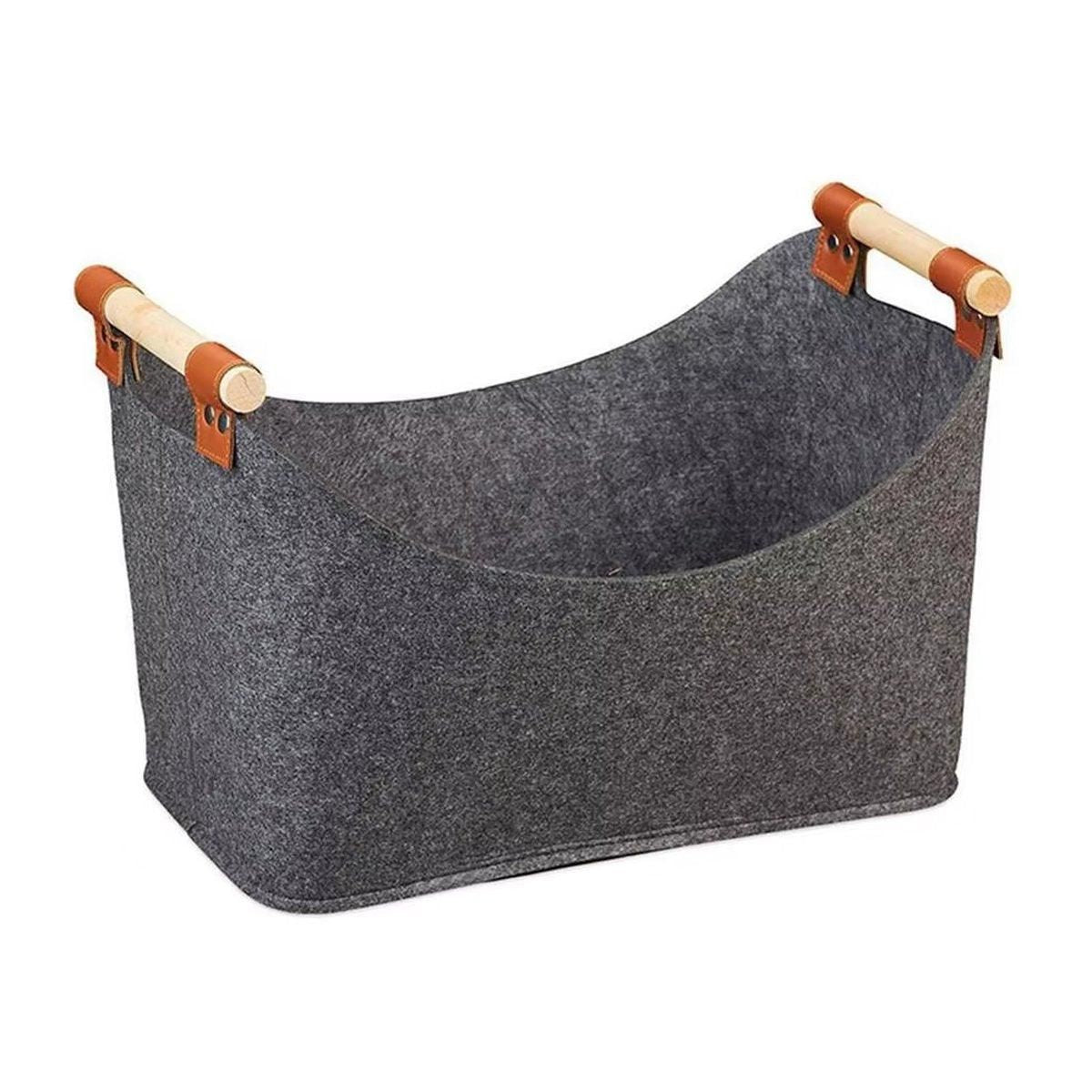 Felt Firewood Storage Basket Tote Bag Large Felt Basket for Firewood Wood Holder V528-WOOD-BASKET-DARK-GREY-919841