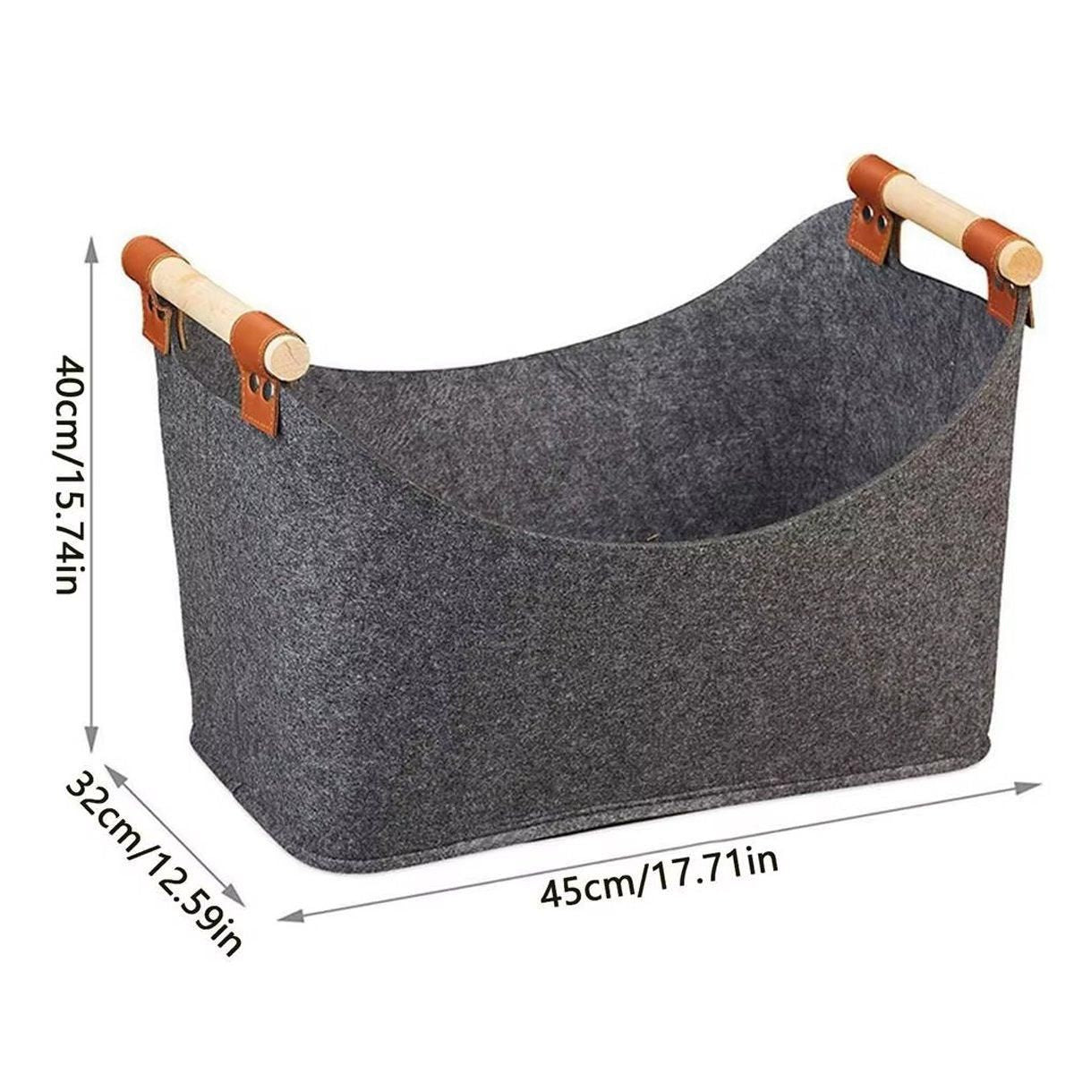 Felt Firewood Storage Basket Tote Bag Large Felt Basket for Firewood Wood Holder V528-WOOD-BASKET-DARK-GREY-919841