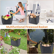 Felt Firewood Storage Basket Tote Bag Large Felt Basket for Firewood Wood Holder V528-WOOD-BASKET-DARK-GREY-919841