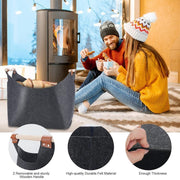 Felt Firewood Storage Basket Tote Bag Large Felt Basket for Firewood Wood Holder V528-WOOD-BASKET-DARK-GREY-919841