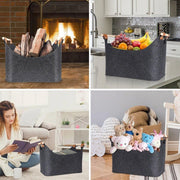 Felt Firewood Storage Basket Tote Bag Large Felt Basket for Firewood Wood Holder V528-WOOD-BASKET-DARK-GREY-919841