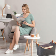 Felt Firewood Storage Basket Tote Bag Large Felt Basket for Firewood Wood Holder V528-WOOD-BASKET-DARK-GREY-919841