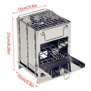 Square Wood Stove Mini Folding Grill Outdoor Camping Portable BBQ Cooking Rack V528-WOOD-BURNING-STOVE-645821