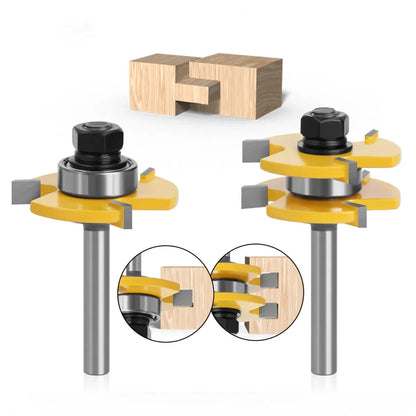 2pcs Tenon Milling Cutter Set Three Tooth T Slot Splice Square Tooth Router Bit V528-WOOD-CUTTER-12B-14-845661