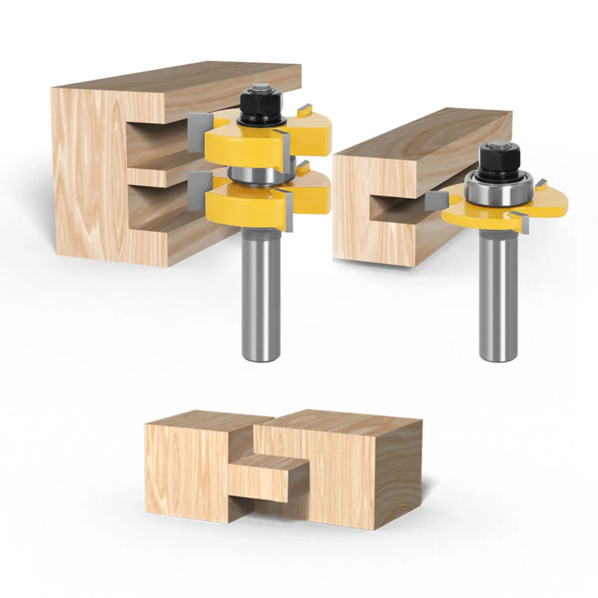2pcs Tenon Milling Cutter Set Three Tooth T Slot Splice Square Tooth Router Bit V528-WOOD-CUTTER-12B-14-845661