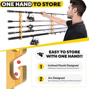 1Pair Bamboo Fishing Rod Holder Wall Mounted Wooden Storage Rack Stand Organizer V528-WOOD-FISHING-ROD-1PAIR-508635