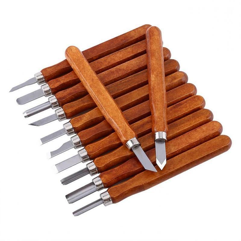 12Pcs Wood Carving Tool Chisels Set Woodcut Knife Arts Crafts Woodworking Chisel V528-WOODCARVING-12PCS-465869