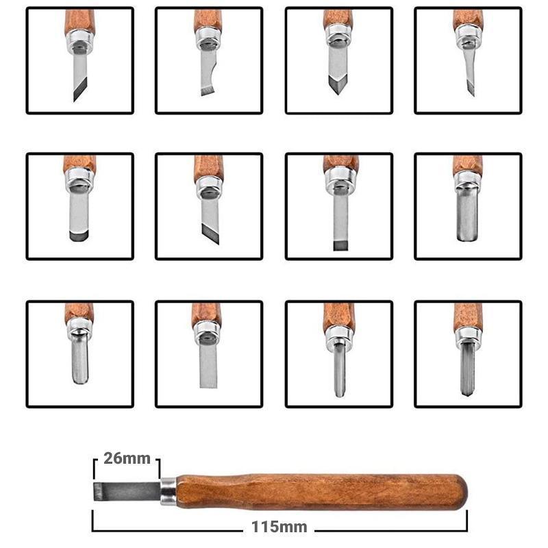 12Pcs Wood Carving Tool Chisels Set Woodcut Knife Arts Crafts Woodworking Chisel V528-WOODCARVING-12PCS-465869