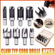 8 PCS Wood Plug Hole Cutter Dowel Maker Cutting Tools Shank Drill Bits With Box V528-WOODEN-PERFORATION-8PCS-844645