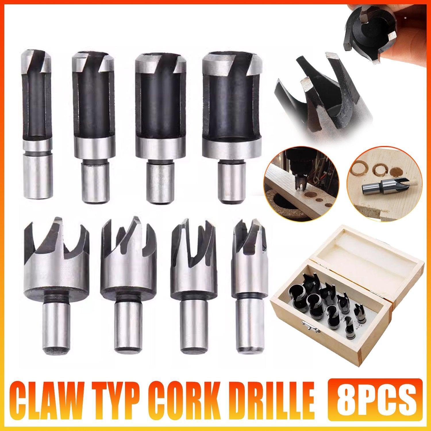 8 PCS Wood Plug Hole Cutter Dowel Maker Cutting Tools Shank Drill Bits With Box V528-WOODEN-PERFORATION-8PCS-844645