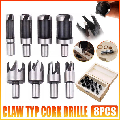 8 PCS Wood Plug Hole Cutter Dowel Maker Cutting Tools Shank Drill Bits With Box V528-WOODEN-PERFORATION-8PCS-844645
