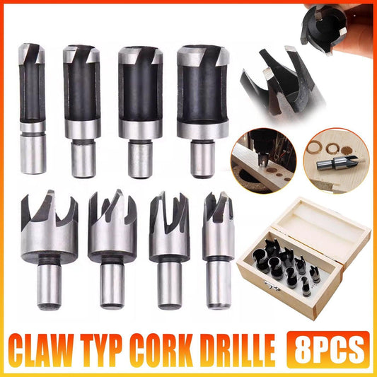 8 PCS Wood Plug Hole Cutter Dowel Maker Cutting Tools Shank Drill Bits With Box V528-WOODEN-PERFORATION-8PCS-844645
