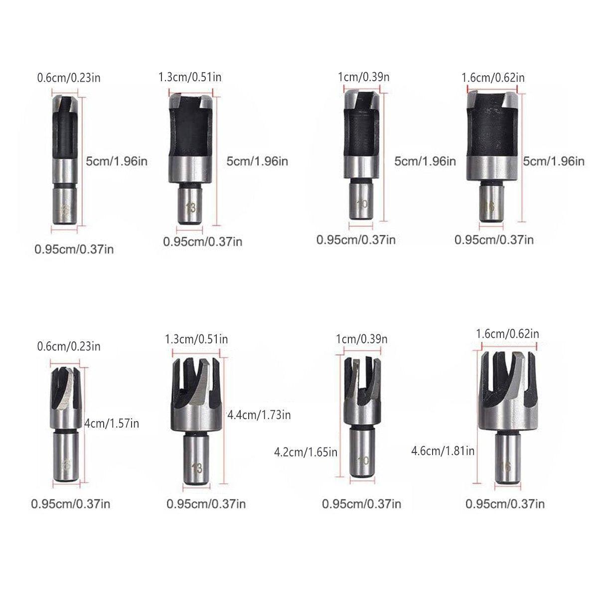 8 PCS Wood Plug Hole Cutter Dowel Maker Cutting Tools Shank Drill Bits With Box V528-WOODEN-PERFORATION-8PCS-844645
