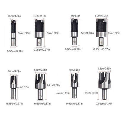 8 PCS Wood Plug Hole Cutter Dowel Maker Cutting Tools Shank Drill Bits With Box V528-WOODEN-PERFORATION-8PCS-844645