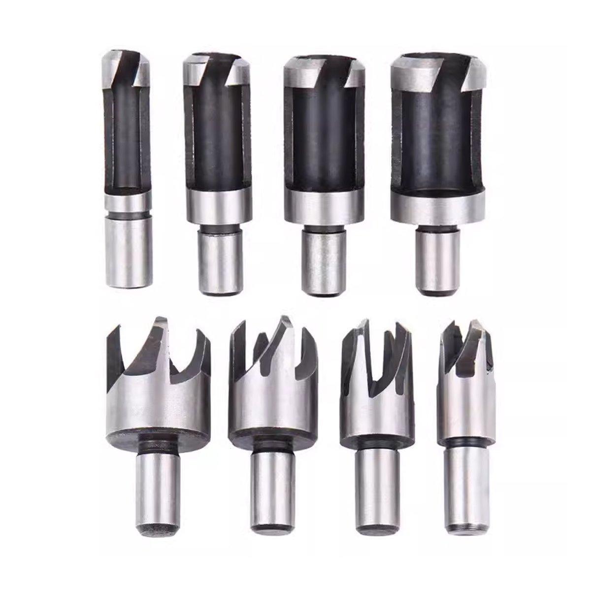 8 PCS Wood Plug Hole Cutter Dowel Maker Cutting Tools Shank Drill Bits With Box V528-WOODEN-PERFORATION-8PCS-844645