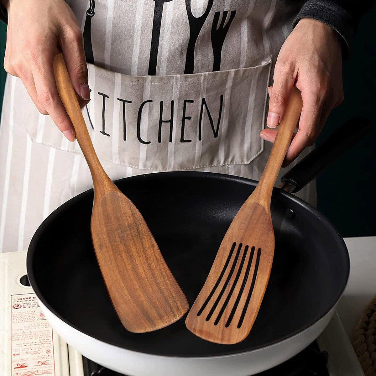 2pcs Wooden Frying Spatula Long Handle Stir Fry Spatula Kitchen Cooking Utensils V528-WOODEN-SHOVEL-2PCS-750228