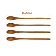 4PCS 20CM Japanese Wooden Long Handle Stirring Spoon Small Honey Spoon Tableware V528-WOODEN-SPOON-4PCS-702485