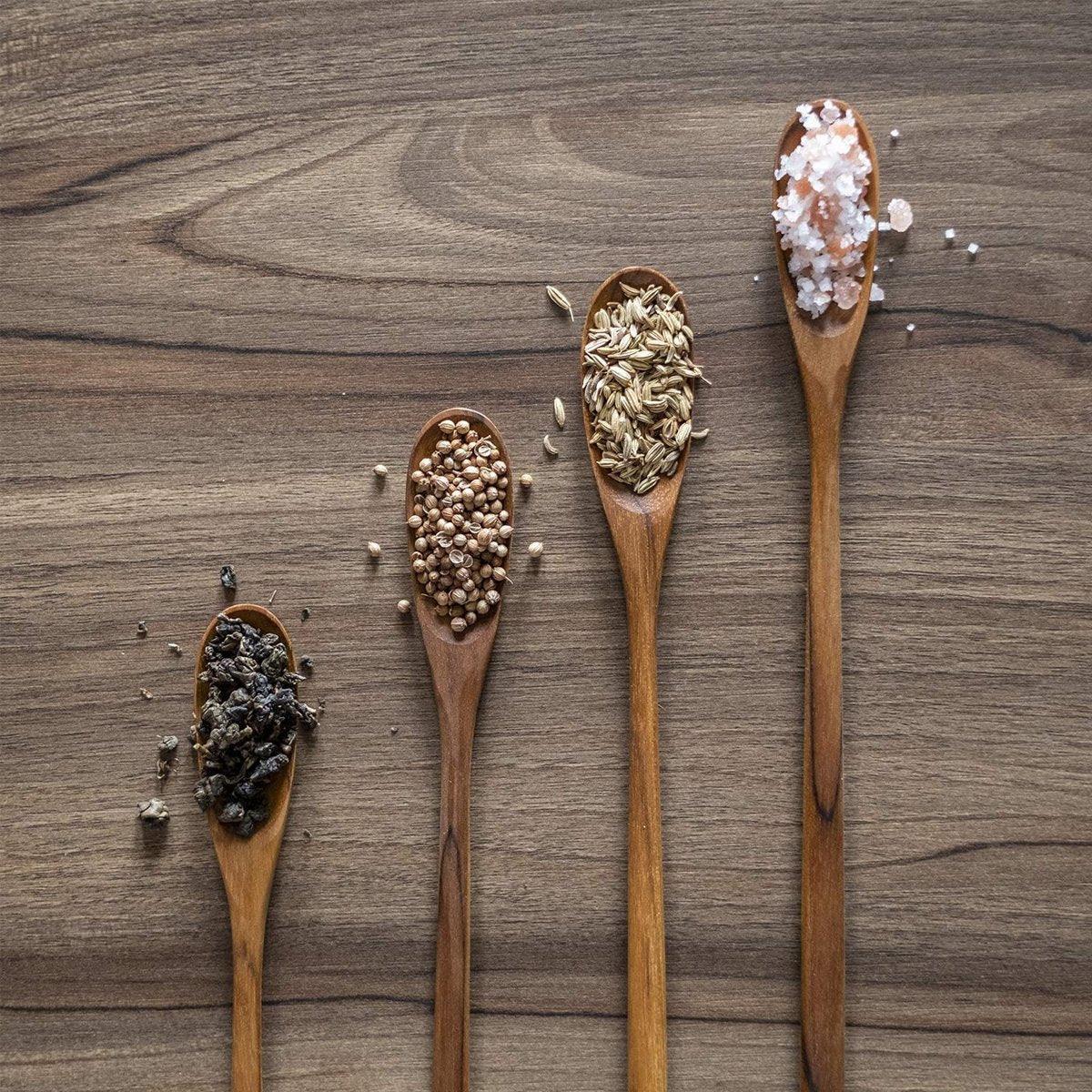 4PCS 20CM Japanese Wooden Long Handle Stirring Spoon Small Honey Spoon Tableware V528-WOODEN-SPOON-4PCS-702485
