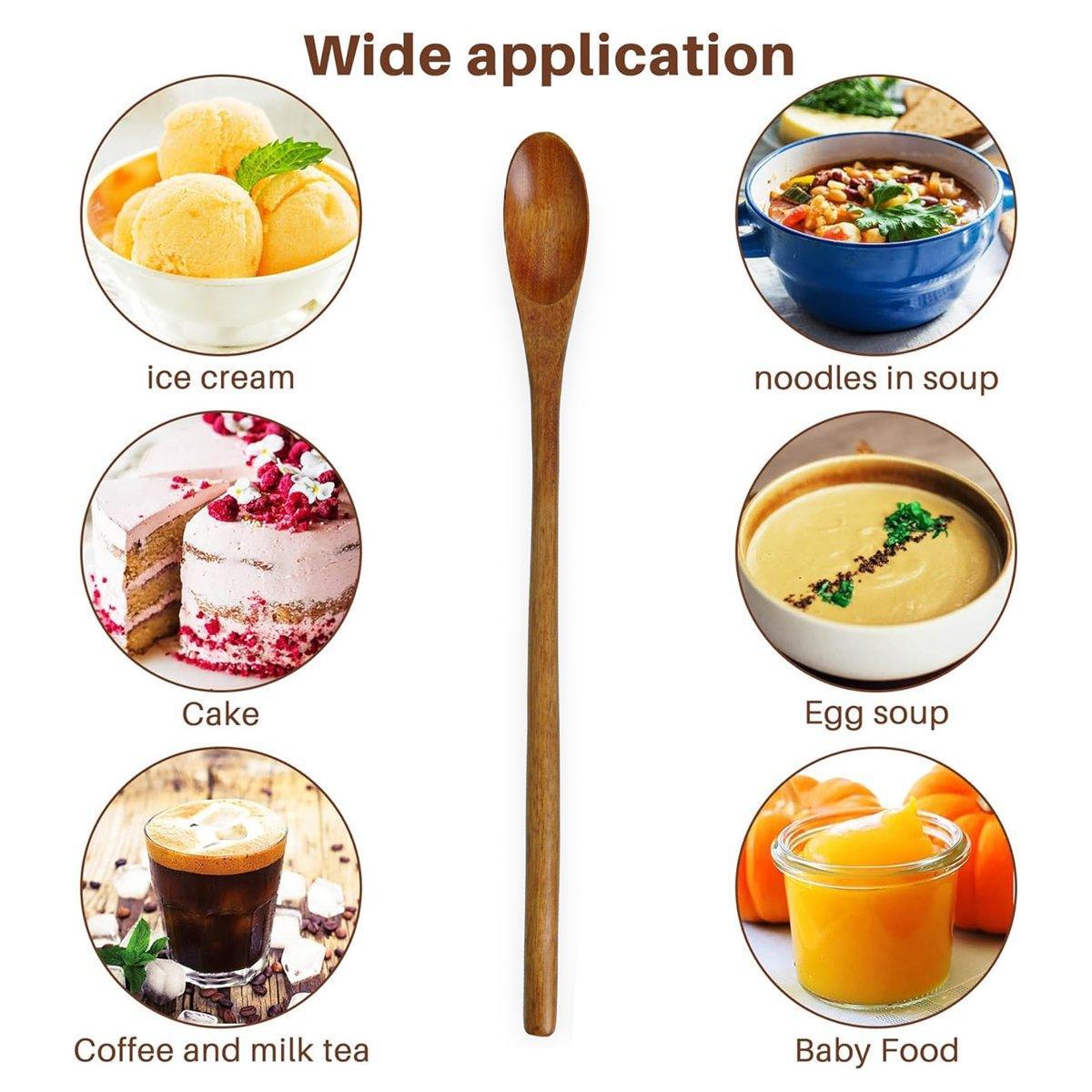 4PCS 20CM Japanese Wooden Long Handle Stirring Spoon Small Honey Spoon Tableware V528-WOODEN-SPOON-4PCS-702485