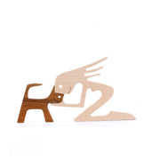 Handmade Wooden Statue Sitting Family and Dog Craft Home Decor - B04 V528-WOODENDECORATIONS-GIRL-CAT-578811
