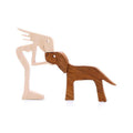 Handmade Wooden Statue Sitting Family and Dog Craft Home Decor - B02 V528-WOODENDECORATIONS-GIRL-DOG-658160