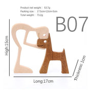 Handmade Wooden Statue Sitting Family and Dog Craft Home Decor - B02 V528-WOODENDECORATIONS-GIRL-DOG-658160