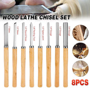 8X Heavy Duty HSS Wood Lathe Chisel Set Turning Wood Tools Carving GougeDurable V528-WOODTURNINGTOOL8PCS-816760