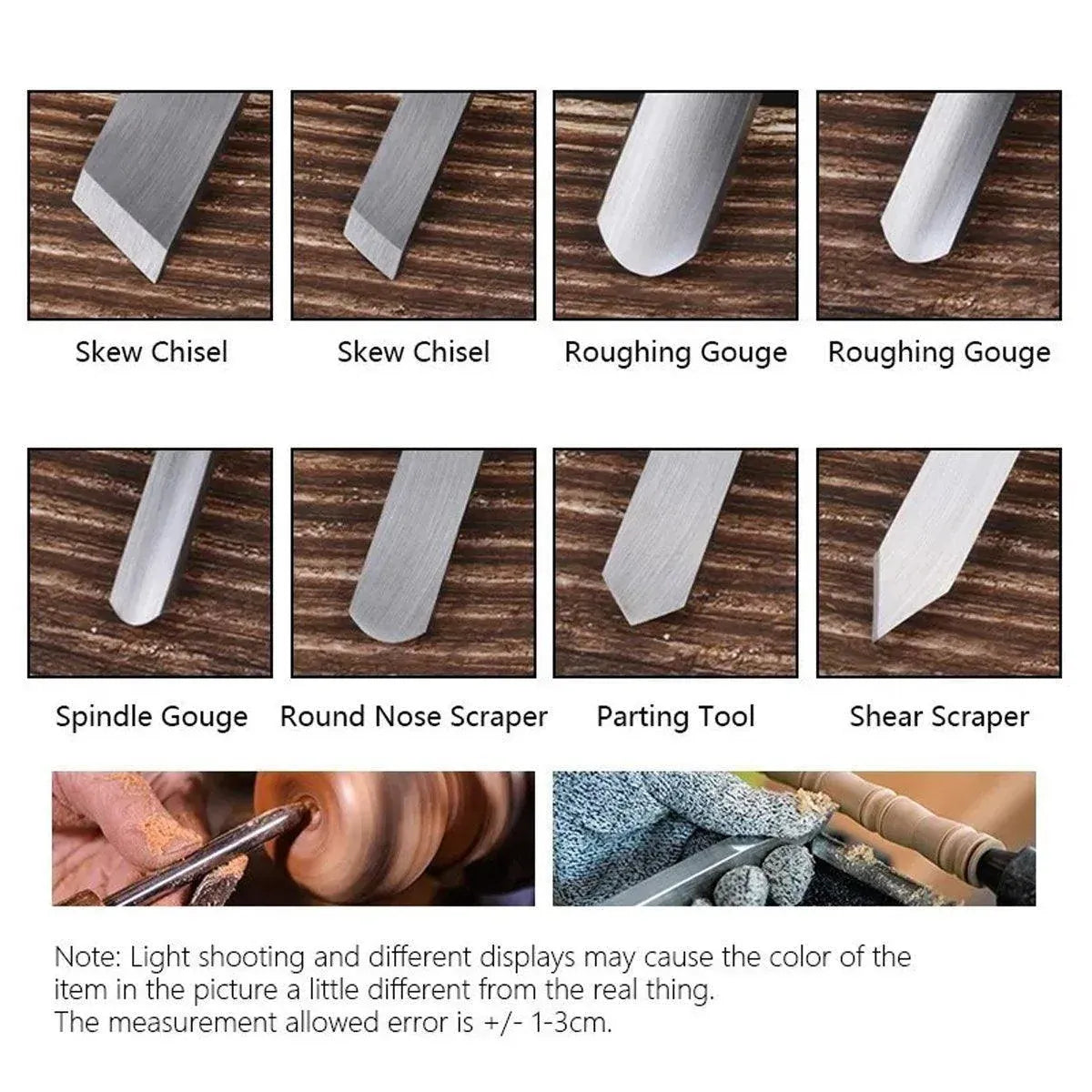 8X Heavy Duty HSS Wood Lathe Chisel Set Turning Wood Tools Carving GougeDurable V528-WOODTURNINGTOOL8PCS-816760
