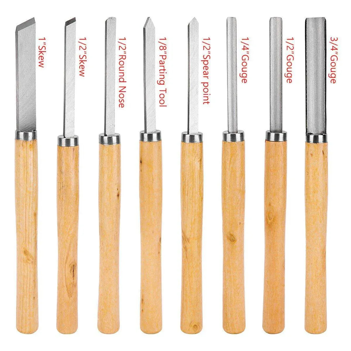 8X Heavy Duty HSS Wood Lathe Chisel Set Turning Wood Tools Carving GougeDurable V528-WOODTURNINGTOOL8PCS-816760