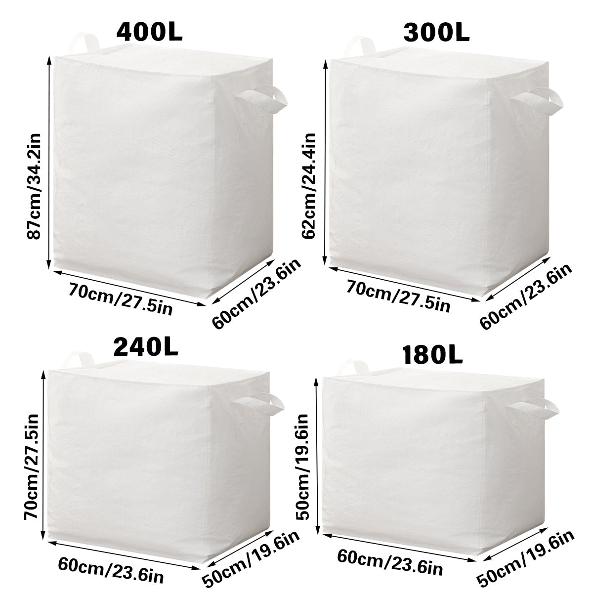 Large Capacity Moving Bag Packing Quilt Storage Luggage Clothing Organizer Tote - 180L V528-WOVEN-BAG-WHITE-180L-576276
