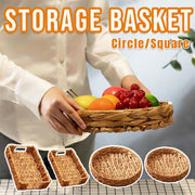 2pcs Rattan Fruit Tray Decorative Storage Trays Multipurpose Shelving Organizer - Circle V528-WOVEN-TRAY-ROUND-357585