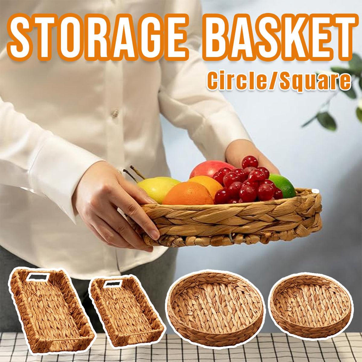 2pcs Rattan Fruit Tray Decorative Storage Trays Multipurpose Shelving Organizer - Circle V528-WOVEN-TRAY-ROUND-357585