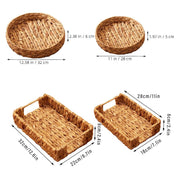 2pcs Rattan Fruit Tray Decorative Storage Trays Multipurpose Shelving Organizer - Circle V528-WOVEN-TRAY-ROUND-357585