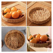2pcs Rattan Fruit Tray Decorative Storage Trays Multipurpose Shelving Organizer - Circle V528-WOVEN-TRAY-ROUND-357585