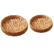 2pcs Rattan Fruit Tray Decorative Storage Trays Multipurpose Shelving Organizer - Circle V528-WOVEN-TRAY-ROUND-357585