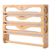 Wall Mounted Plastic Wrap Cutter Bamboo Multi Cell Kitchen Storage Box Organizer V528-WRAP-DISPENSER-3-TIER-870794