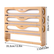 Wall Mounted Plastic Wrap Cutter Bamboo Multi Cell Kitchen Storage Box Organizer V528-WRAP-DISPENSER-3-TIER-870794