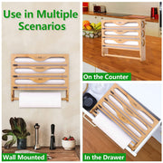Wall Mounted Plastic Wrap Cutter Bamboo Multi Cell Kitchen Storage Box Organizer V528-WRAP-DISPENSER-3-TIER-870794