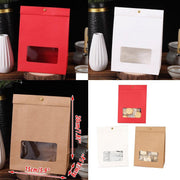 10PCS Snowflake Kraft Paper Candy Bag with Window Biscuit Self Standing Food Bag - Red V528-XHS10X-RED-765665