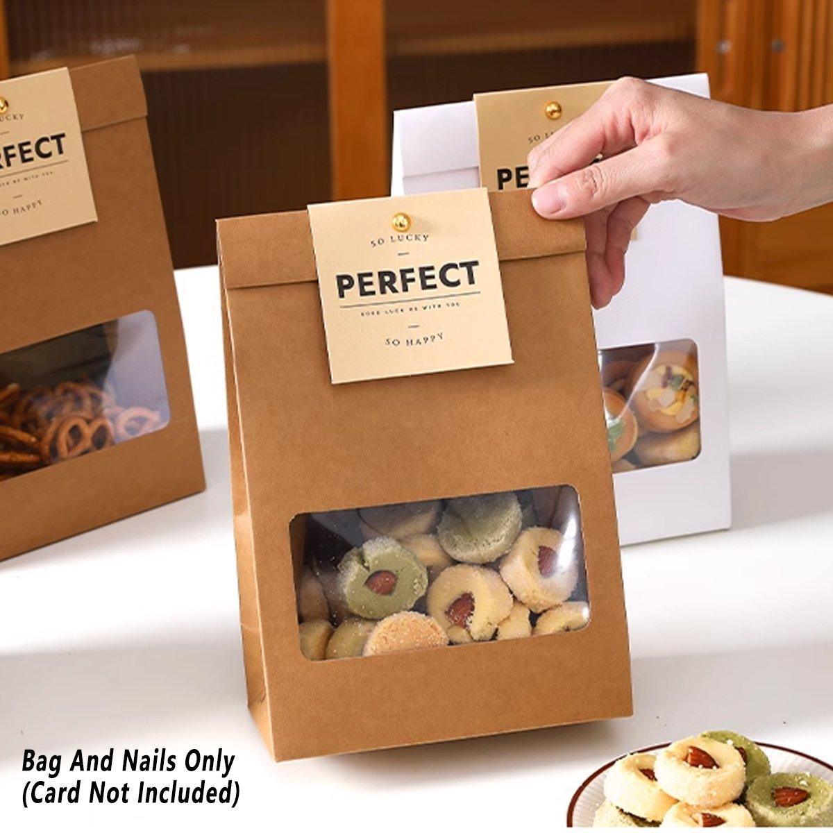 10PCS Snowflake Kraft Paper Candy Bag with Window Biscuit Self Standing Food Bag - White V528-XHS10X-WHITE-635157