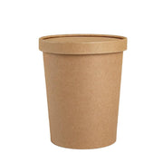 250x Biodegradable Kraft Paper Soup Bucket with Lid Takeaway Tubs Cups - 450ML (16OZ) V528-XJ00021-16-250PCS-14781
