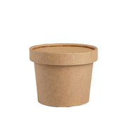 250x Biodegradable Kraft Paper Soup Bucket with Lid Takeaway Tubs Cups - 250ML (8OZ) V528-XJ00022-8-250PCS-99856