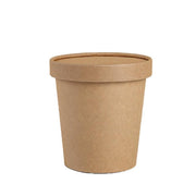 250x Biodegradable Kraft Paper Soup Bucket with Lid Takeaway Tubs Cups - 250ML (8OZ) V528-XJ00022-8-250PCS-99856