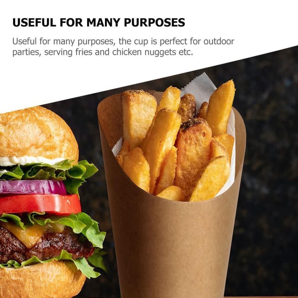 French Fries Holder Kraft Paper Cups Holder Disposable Paper Cups - 14OZ V528-XJ00023-14-250PCS-79574