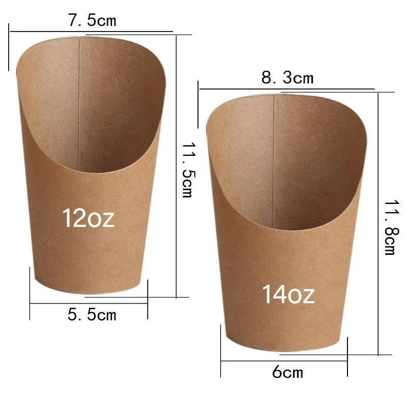 French Fries Holder Kraft Paper Cups Holder Disposable Paper Cups - 32OZ V528-XJ00027-32-250PCS-13034