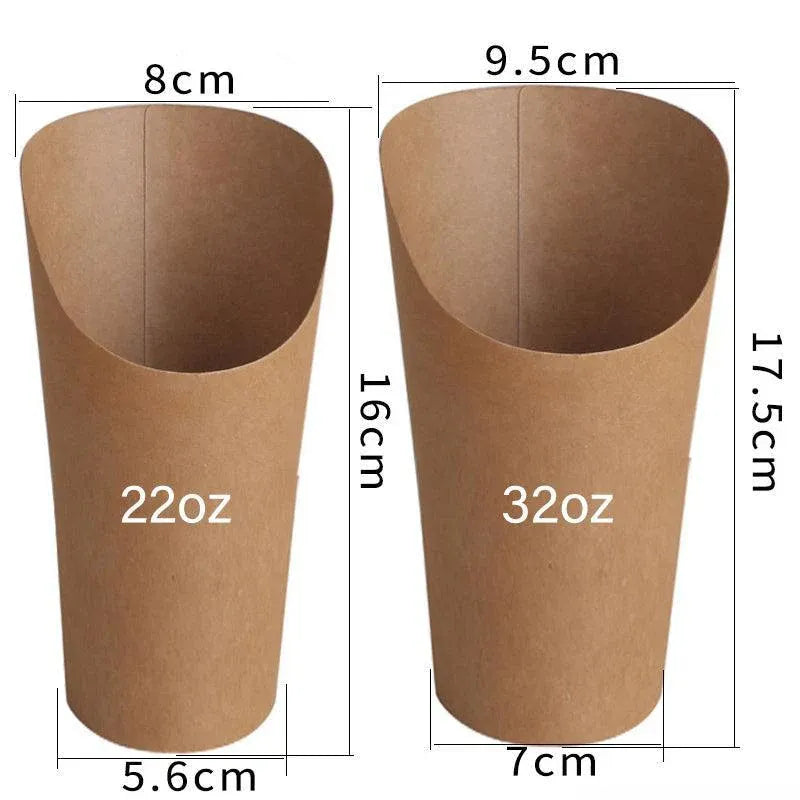 French Fries Holder Kraft Paper Cups Holder Disposable Paper Cups - 32OZ V528-XJ00027-32-250PCS-13034