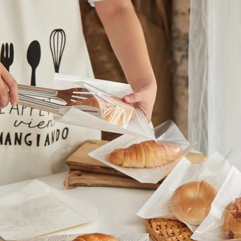 500PCS Transparent Food Greaseproof Bag Sandwich Donut Bread Packaging Pouch - Cowhide 21X25CM V528-XJ00041-COWHIDE-21X25-500PCS-74505