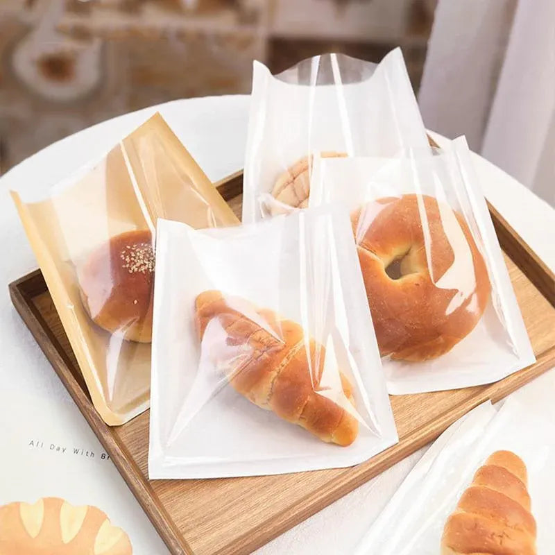 500PCS Transparent Food Greaseproof Bag Sandwich Donut Bread Packaging Pouch - Cowhide 21X25CM V528-XJ00041-COWHIDE-21X25-500PCS-74505